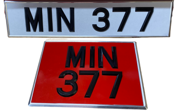 Raised plastic letters riveted to a standard plate - Image 5