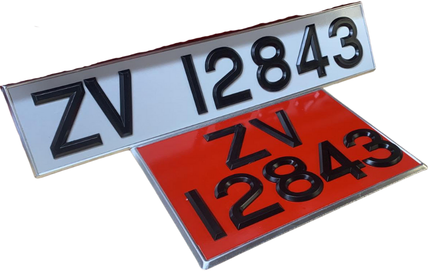 Raised plastic letters riveted to a standard plate - Image 8